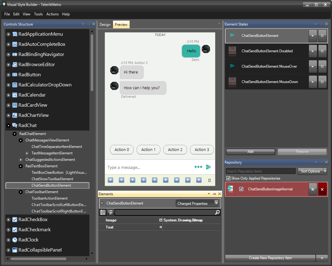 WinForms RadChat Theme Example