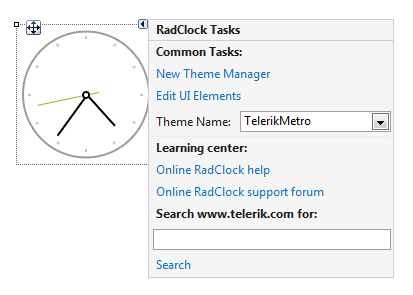 WinForms RadClock Smart Tag