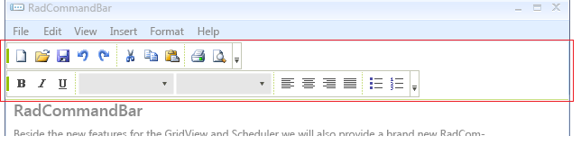 WinForms RadCommandBar CommandBarElement Sample