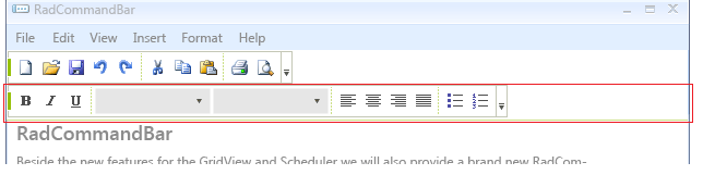 WinForms RadCommandBar CommandBarRowElement Sample