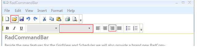 WinForms RadCommandBar 5 RadCommandBarBaseItem Sample