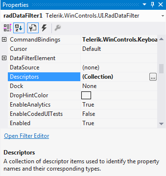 WinForms RadDataFilter Descriptors collection