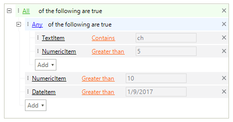 WinForms RadDataFilter Applied filters