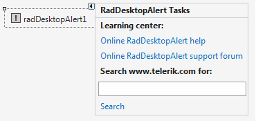 WinForms RadDesktopAlert Smart Tag