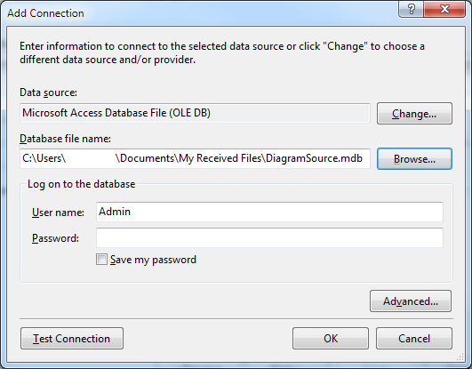 WinForms RadDiagram MS Access Database File