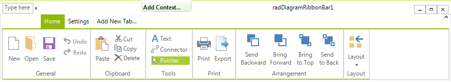 WinForms RadDiagram RibbonUI