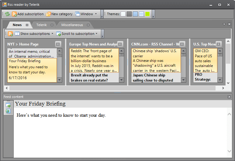 WinForms RadDock Tabbed Documents Containing Articles