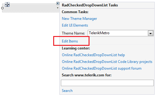 WinForms RadCheckedDropDownList Smart Tag Options