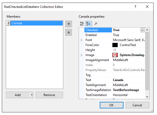 WinForms RadCheckedDropDownList RadCheckedListDataItem's properties