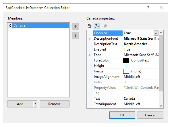 WinForms RadCheckedDropDownList DescriptionTextCheckedListDataItem's properties