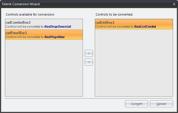 WinForms DropDown and ListControl Convertion Wizard