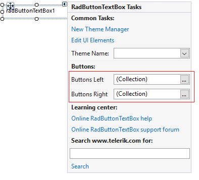 WinForms RadButtonTextBox Smart Tag Options