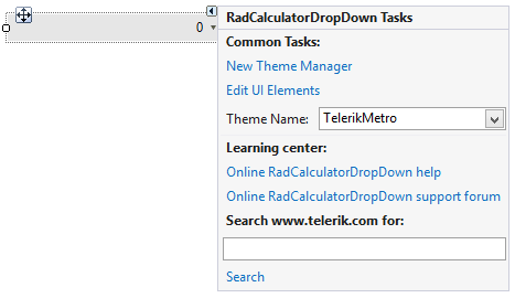 WinForms RadCalculatorDropDown Smart Tag