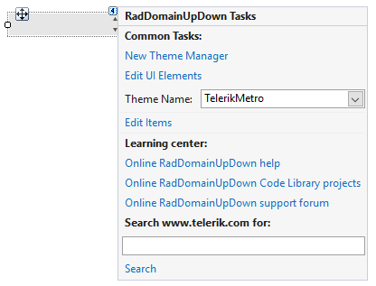 WinForms RadDomainUpDown Smart Tag