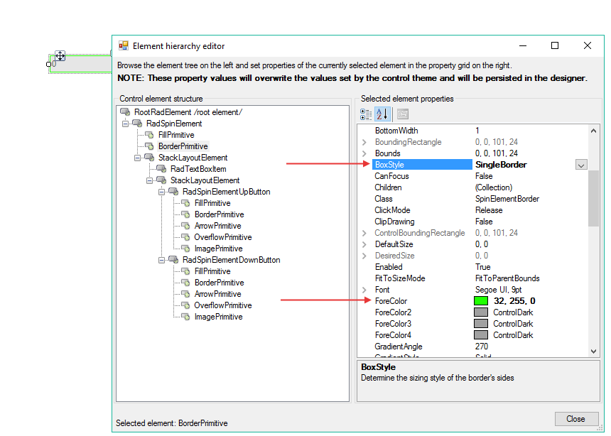 WinForms RadSpinEditor Customizing Appearance