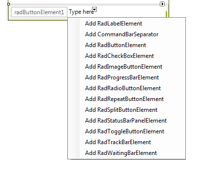 WinForms RadStatusStrip Design Time