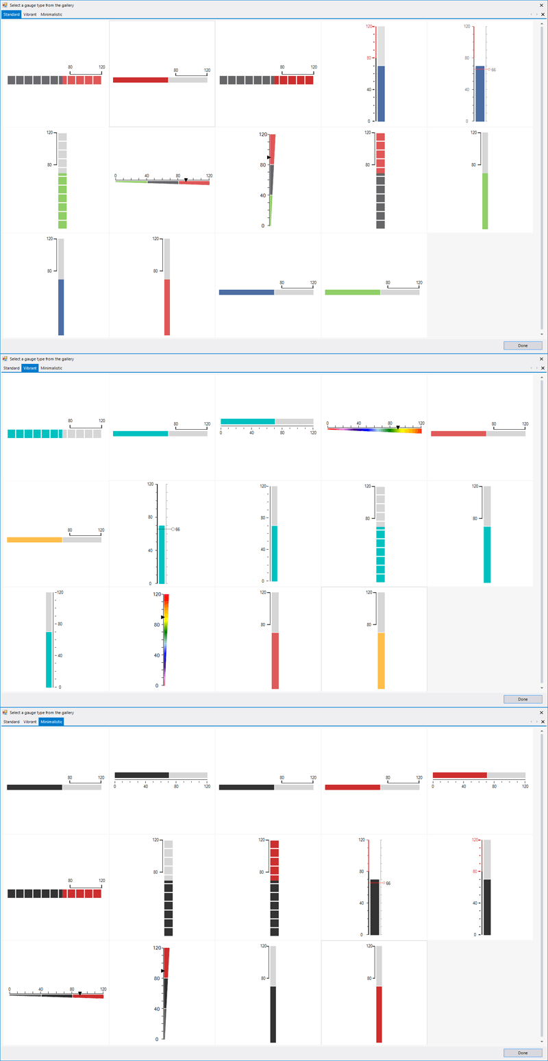 WinForms RadGauges Gallery Types