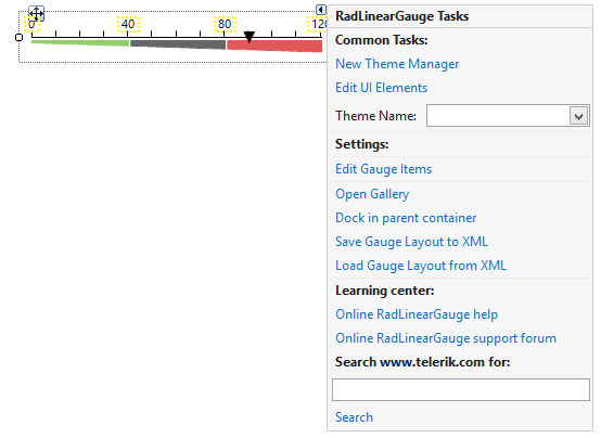 WinForms RadGauges LinearGauge Smart Tag