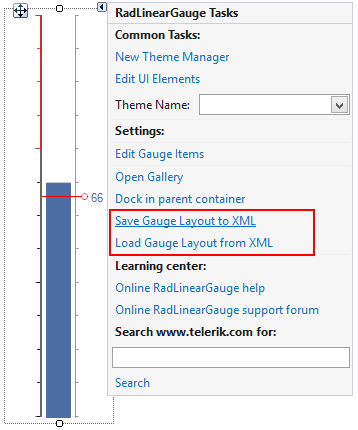 WinForms RadGauges Save/Load Smart Tag