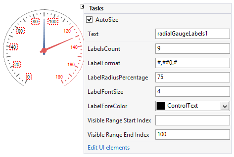 WinForms RadRadialGauge Elements Selection