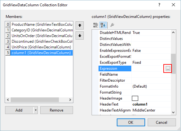 WinForms RadGridView Design Time