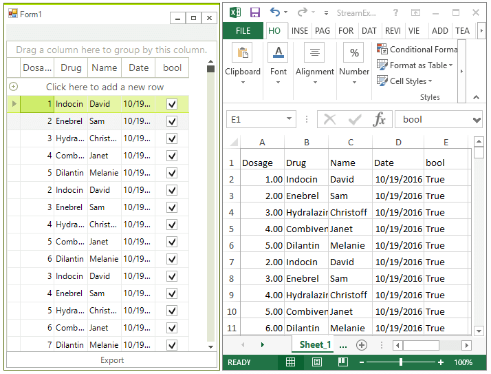 WinForms RadGridView SpreadStreamProcessing Export