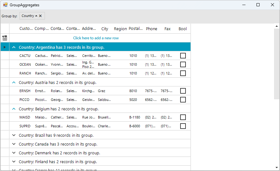 WinForms RadGridView Adding the Count Aggregate