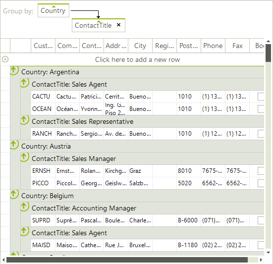 WinForms RadGridView Grouping on one or more levels