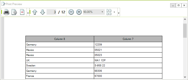 WinForms RadGridView PrintPreview Page 3