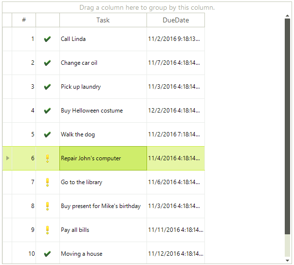 WinForms RadGridView Basic Selecion