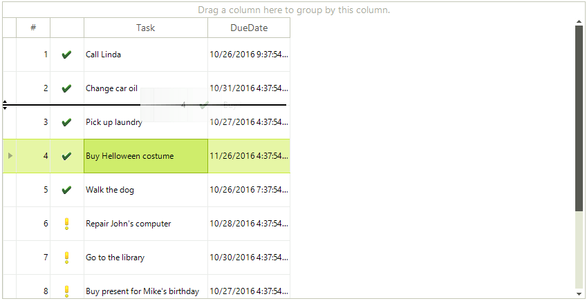 WinForms RadGridView Row and Column Reordering