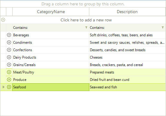 WinForms RadGridView Selected row