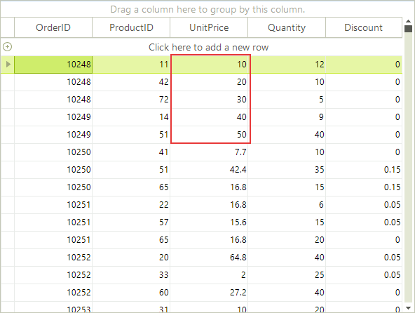 WinForms RadGridView Setting Multiple Values