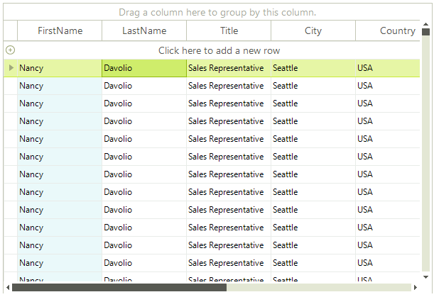 WinForms RadGridView The left-most column is pinned