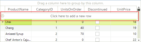 WinForms RadGridView New Row