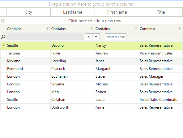 WinForms RadGridView Default Order