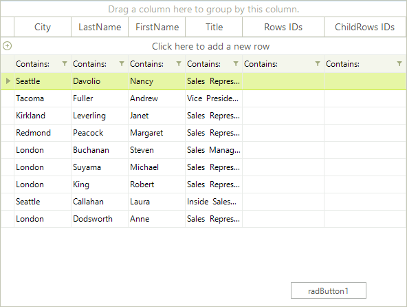 WinForms RadGridView Rows vs. ChildRows