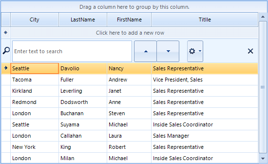 WinForms RadGridView Search Row Height