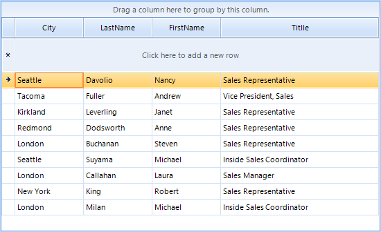 WinForms RadGridView New Row Height