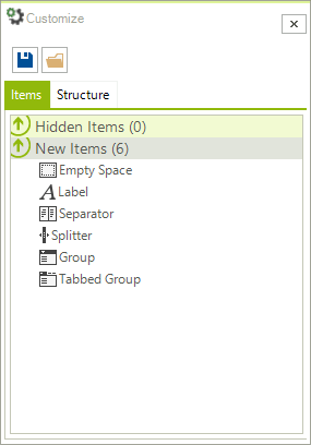 WinForms RadLayoutControl Customize Dialog