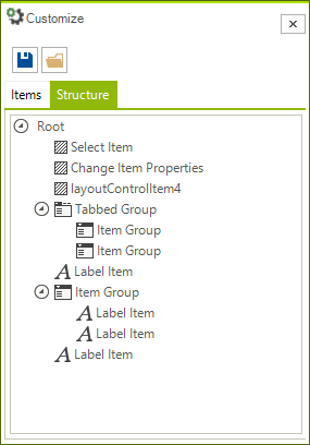 WinForms RadLayoutControl Structure Tab