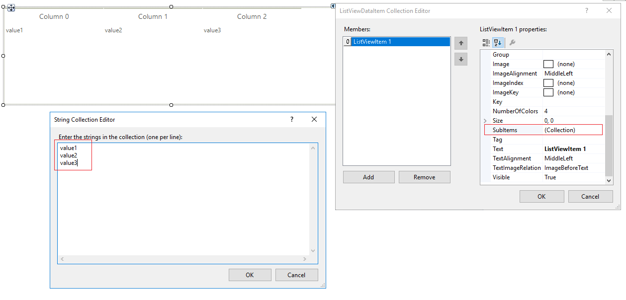 WinForms RadListView Fill Cells' Values