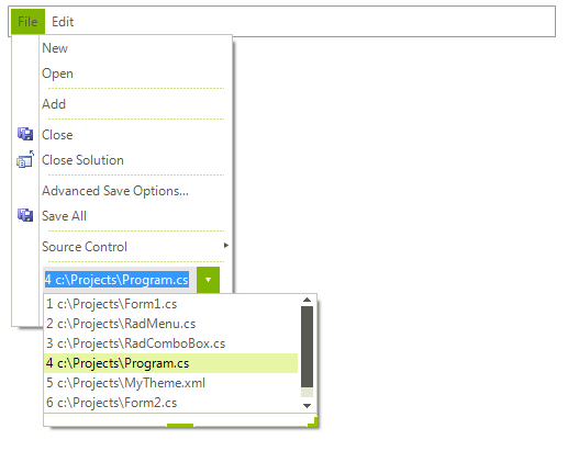 WinForms RadMenu Nesting