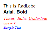 WinForms RadLabel HTML-like Text