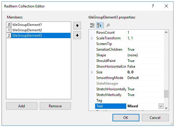 WinForms RadPanorama RadItem Collection Editor