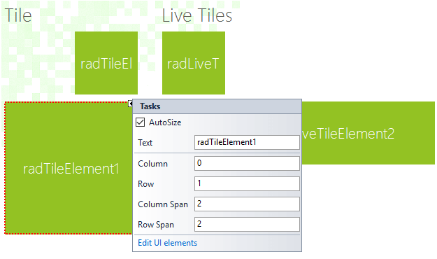 WinForms RadPanorama Column Row Properties