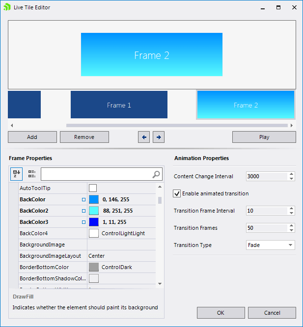 WinForms RadPanorama Live Tile Editor Modifications