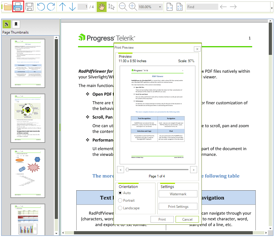 Printing Support - WinForms PdfViewer Control Telerik UI for WinForms