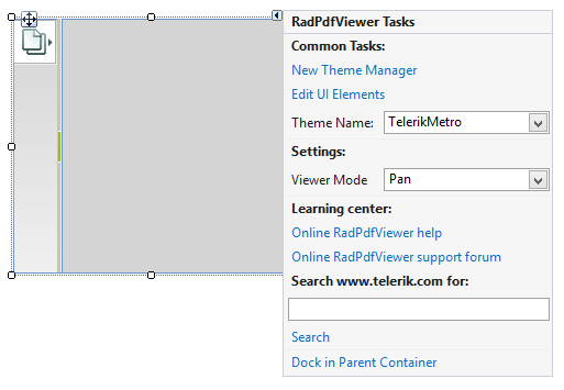 WinForms RadPdfViewer Visual Studio Designer