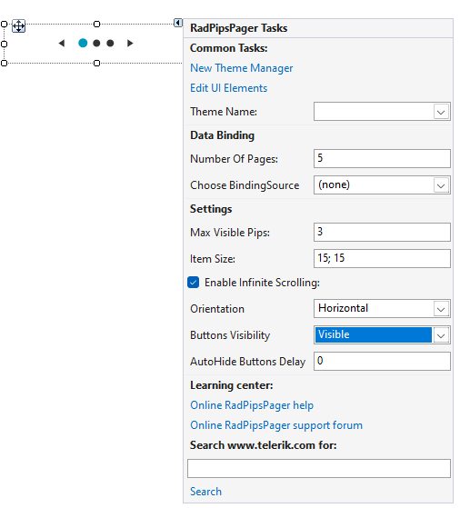 WinForms PipsPager Smart Tag